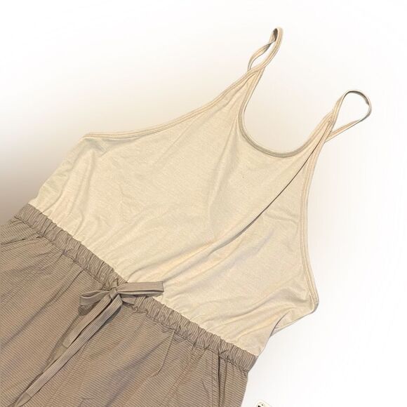 Free People Movement Back Packer Jumpsuit Muted Beige Size Med. NWT - Picture 2 of 11